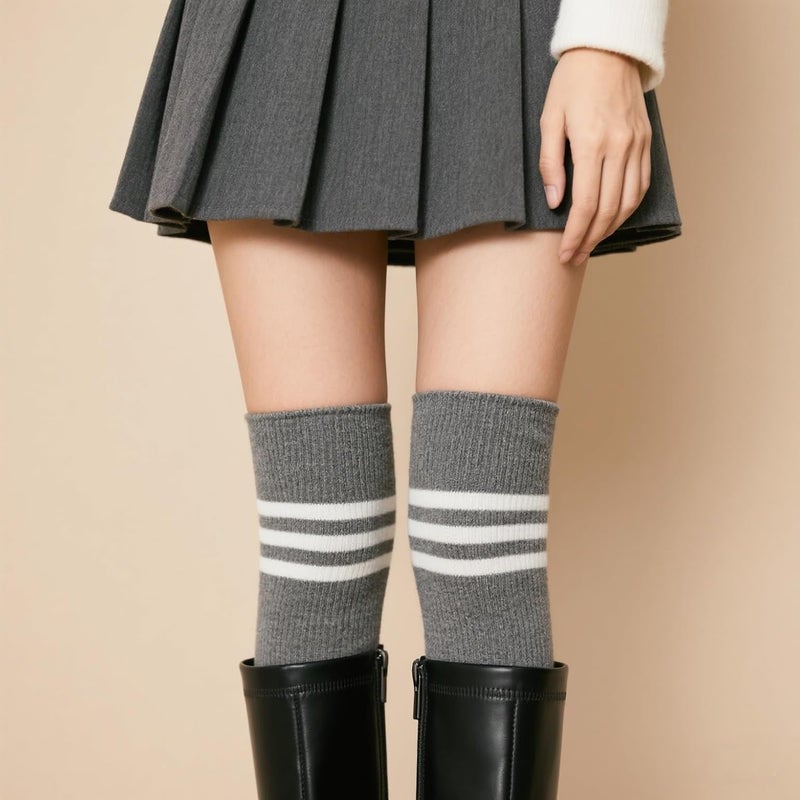 Zando Women's 6-Pack Cotton Thigh High Over Knee Socks - Striped Boot Socks & Leg Warmers for Daily, Sports, Cosplay - Image 5